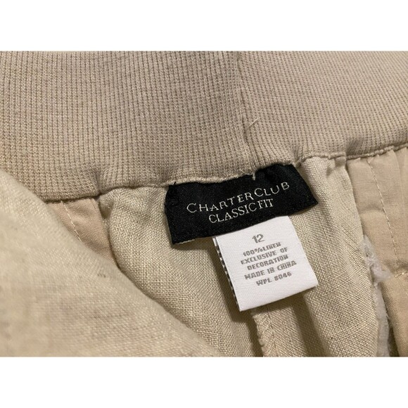 New Charter Club Classic Fit Linen Pull On Drawstring Capri Pants Women’s 12 - Picture 9 of 16